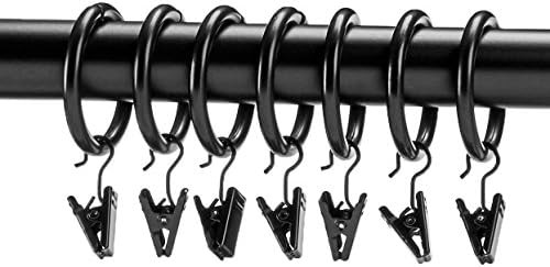 Amazon Basics Curtain Rod Clip Rings for 1" Rod, Set of 7, Black | Amazon (US)