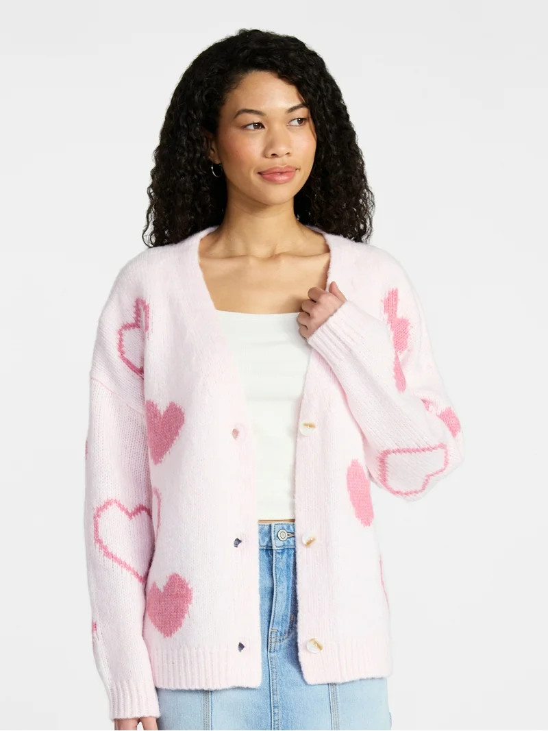 No Boundaries Button-Front Cardigan, Women's XXS-XXL | Walmart (US)