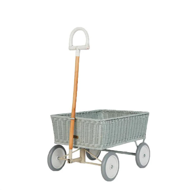 olli ella rattan wonder wagon, vintage blue | minnow