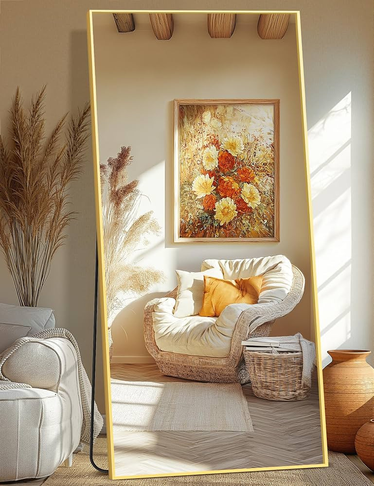 Full Length Mirror, 75"x35" Rectangle Standing Floor Full Body Mirror for Wall with Aluminum Allo... | Amazon (US)