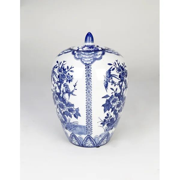 Gillsville Blue/White 11'' Porcelain Ginger Jar | Wayfair North America