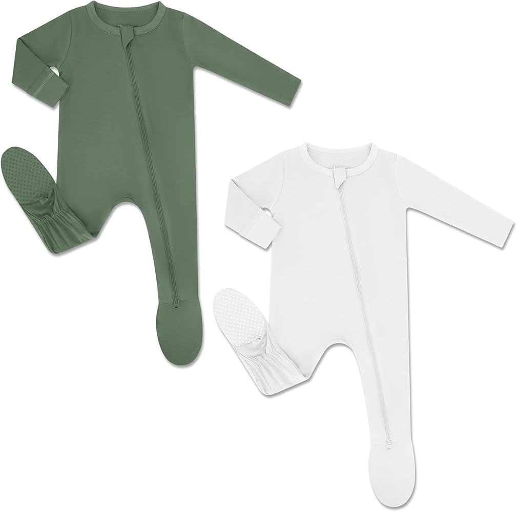 HAPIU Rayon from Bamboo Baby Footed Pajamas, 2 Way Zipper YKK, Footie for Baby Boy Girls, Newborn... | Amazon (US)