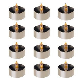 Battery Operated Silver Plated LED Tea Lights (12-Count) | The Home Depot