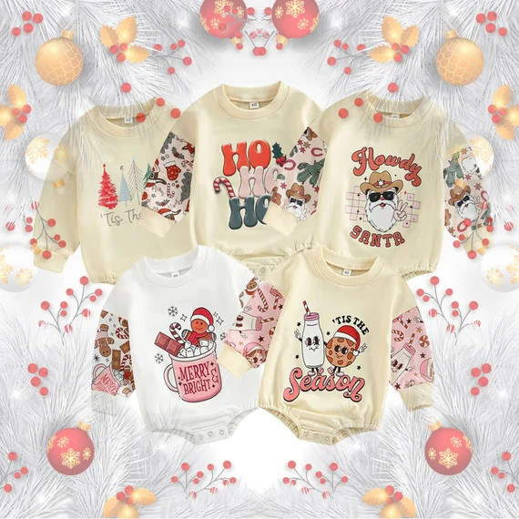 Baby Cotton Romper Christmas Baby Outfit Christmas Baby - Etsy | Etsy (US)