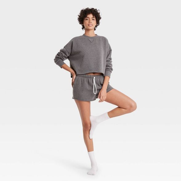 Women's Fleece Lounge Cropped Sweatshirt - Colsie™ | Target