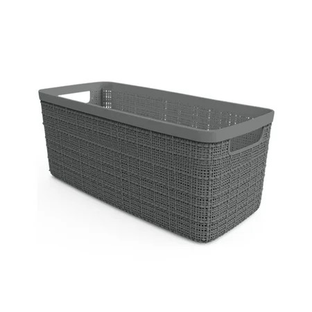 Curver Jute Small Long Half Bin Plastic Storage Basket Grey Flannel 1 Pack | Walmart (US)