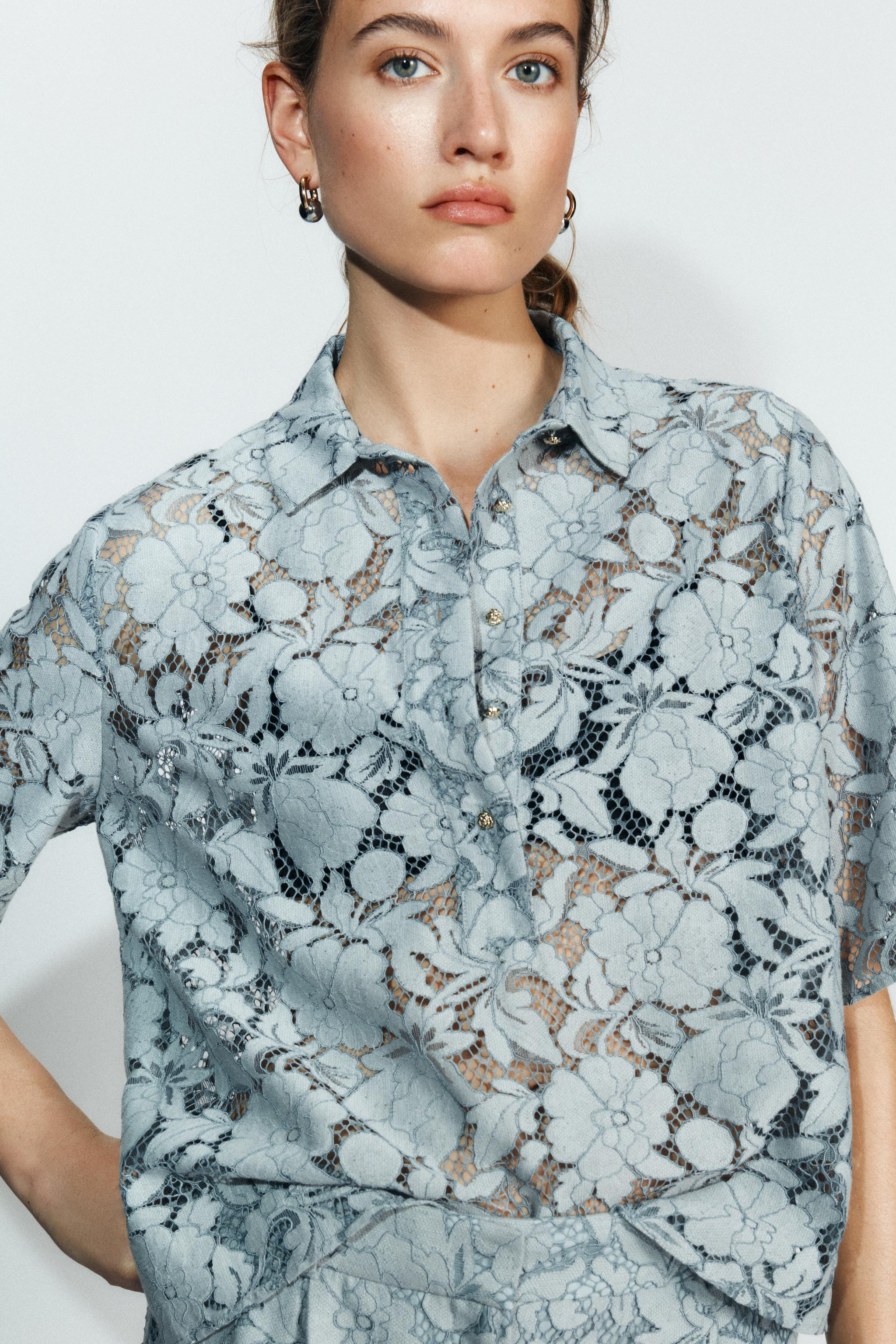 LACE SHORT SLEEVE SHIRT | Zara AU