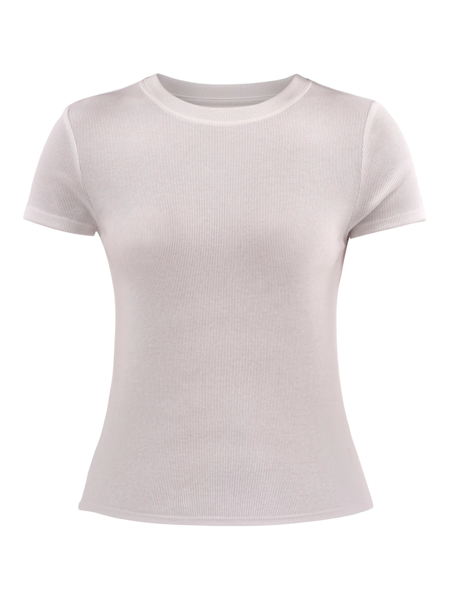No Boundaries Ribbed Crewneck Tee with Short Sleeves, Women's | Walmart (US)