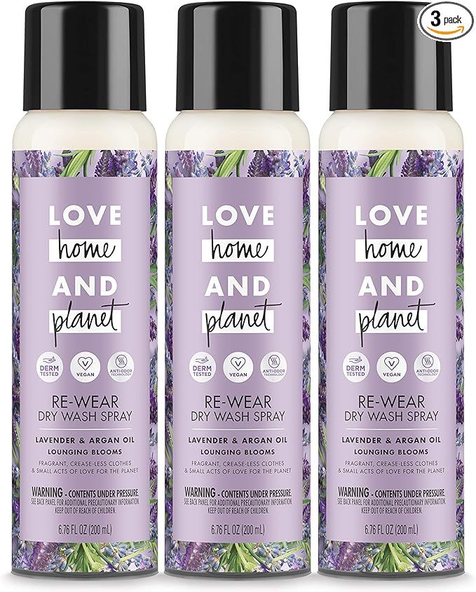 Love Home and Planet Dry Wash Spray Lavender & Argan Oil, 6.76 Fl Oz, Pack of 3 | Amazon (US)
