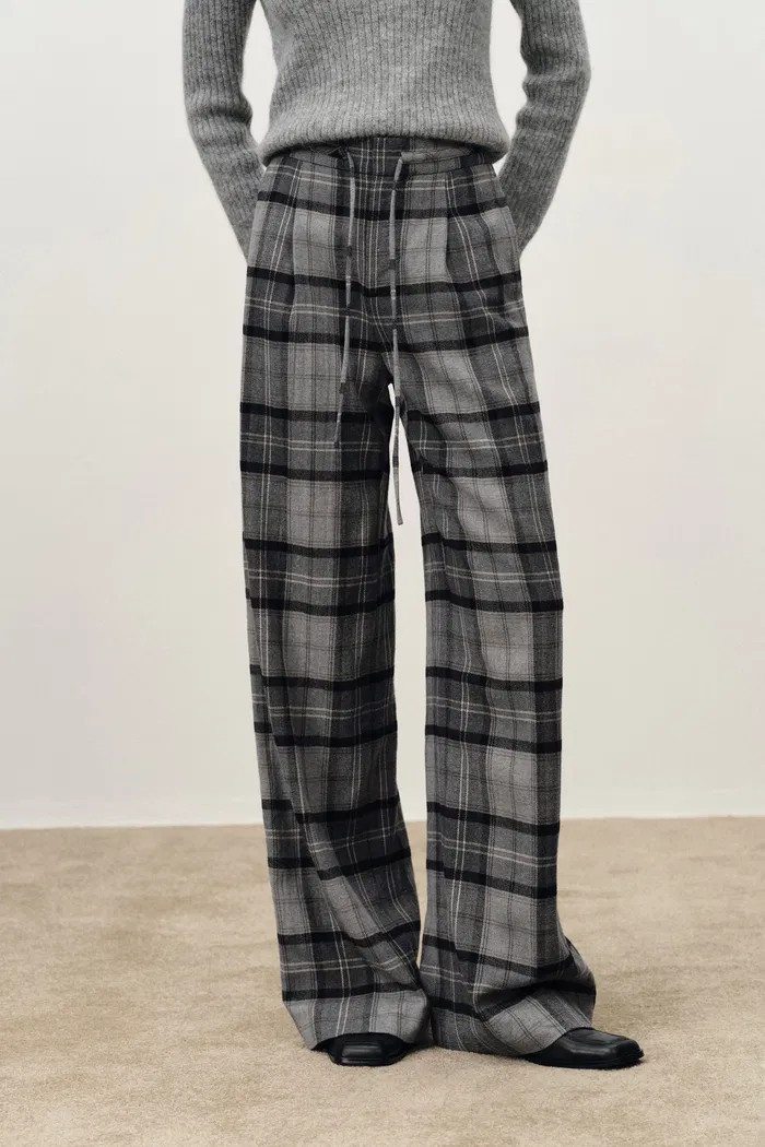 Klara Fringe Collar Drawstring Pants in French Bouclé | Fabrique