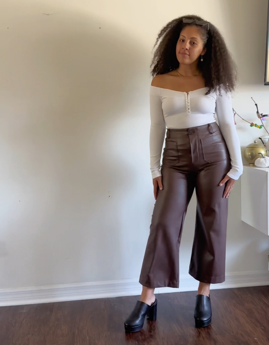 Small in bodysuit, Size 28 in leather pants! 

#LTKmidsize #LTKstyletip #LTKworkwear