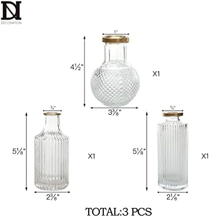 DN DECONATION Bud Vase in Bulk, Small Glass Vase Set of 3, Mini Vase, Gold-Rimmed Clear Vase for Wed | Amazon (US)