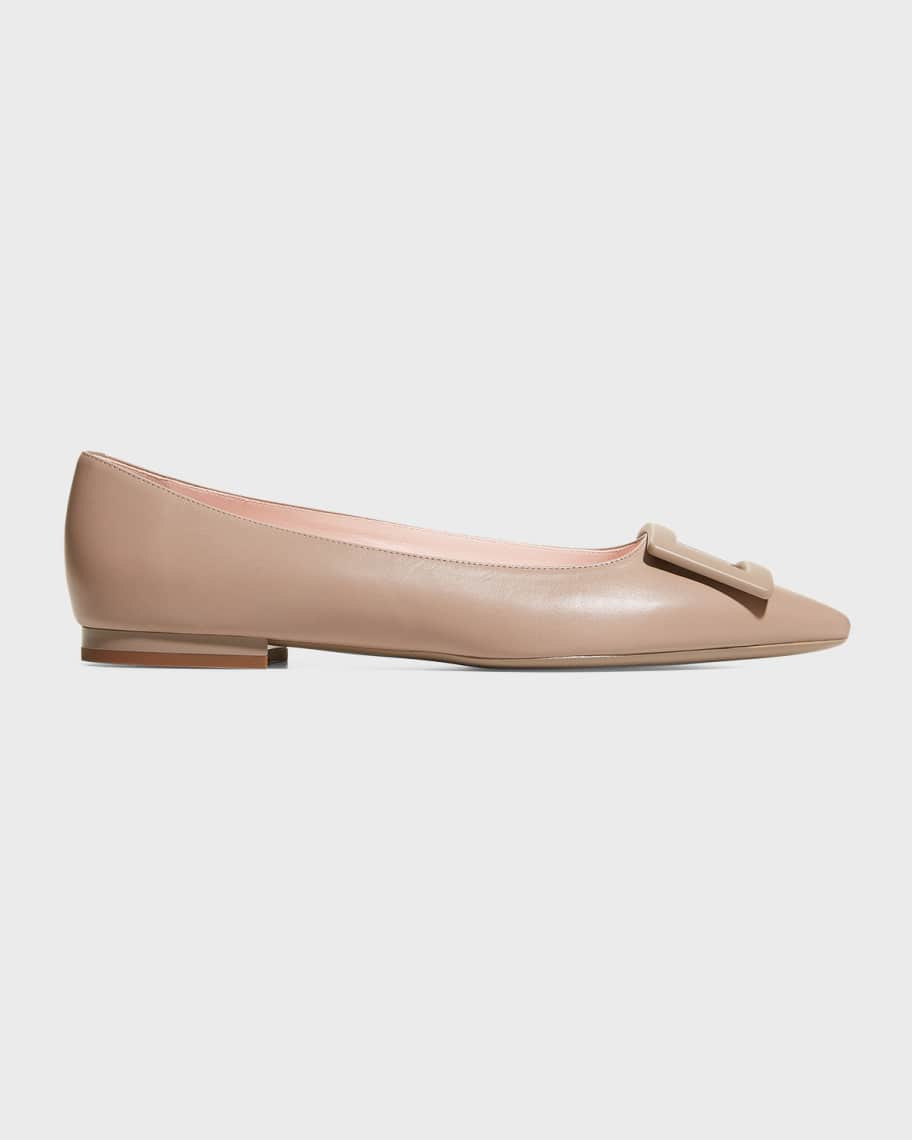 Roger Vivier Gommettine Leather Buckle Ballerina Flats | Neiman Marcus