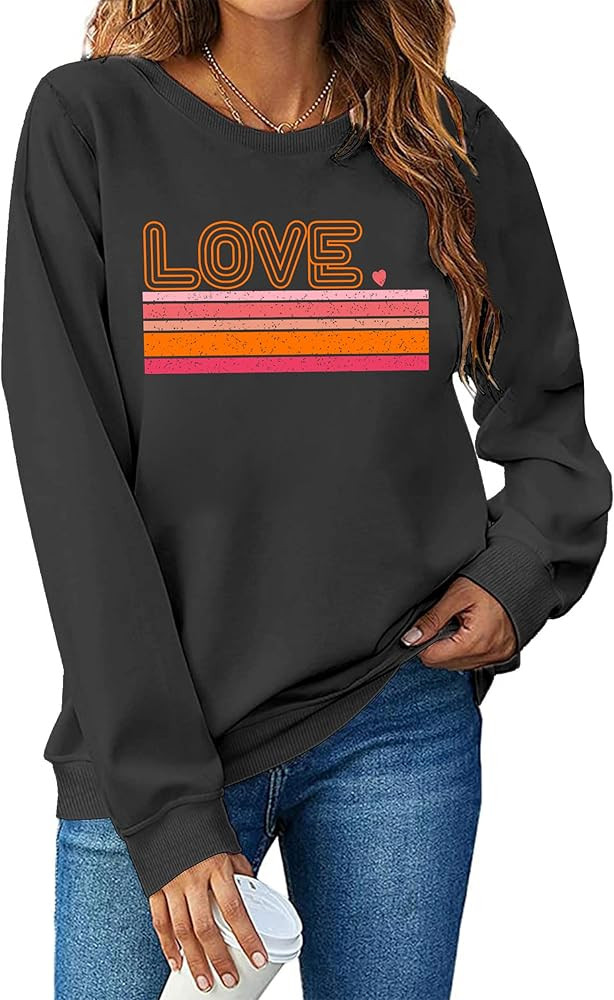 LAZYCHILD Valentine Sweatshirt for Women: Cute Valentines Day Shirts Love Heart Graphic Print Pul... | Amazon (US)