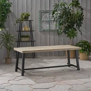 Noble House Carlisle Light Grey Rectangular Wood Outdoor Dining Table 66295 | The Home Depot