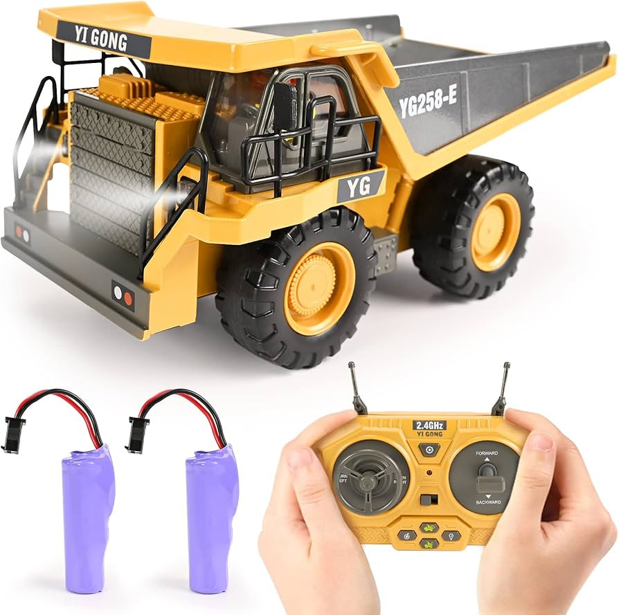 Remote Control Dump Truck Toys 9 Channel 2 Batteries RC Construction Toy Vehicles with Metal Bed ... | Amazon (US)