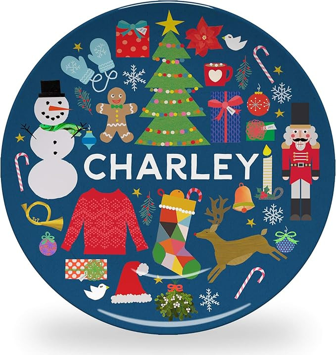 Amazon.com | Tiny Expressions - Personalized Modern Christmas Plate for Kids with Custom Name and... | Amazon (US)