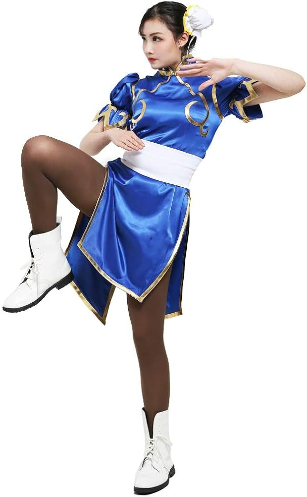 miccostumes Women's Chun Li Cosplay Costume Dark Blue | Amazon (US)