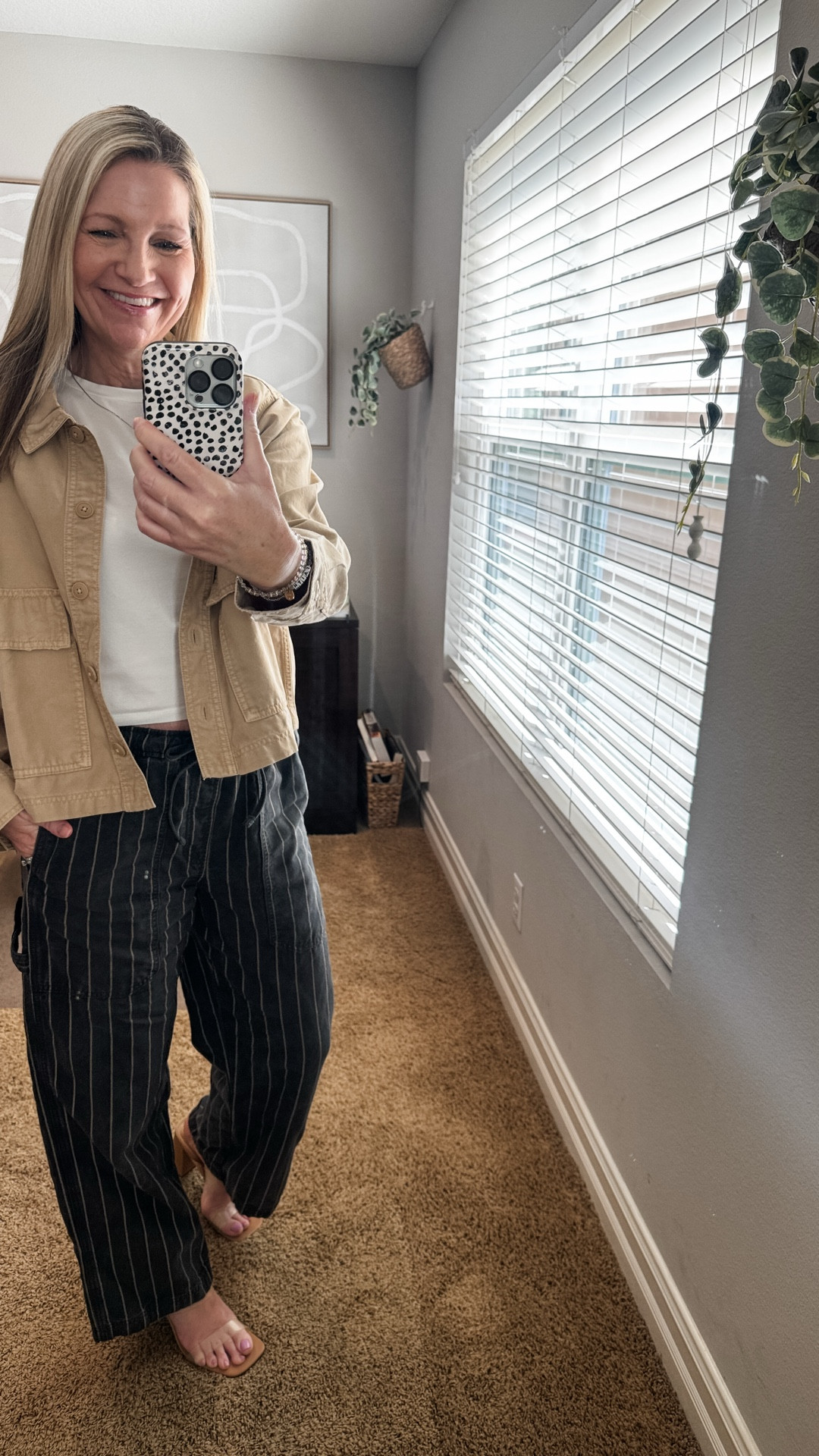 I don’t shop in store as much as I used to but when I was in Aerie recently with my daughter I saw that these workwear pants from last year are back. They are the perfect lightweight pants that can easily be worn to the office or just a comfy day of mom life. They have a drawstring waist and the cutest pinstripe detail. They also come in a cream color option and leopard print. Grab these while they are in stock. 

My jacket is also an Aerie find from last year but I found a cute similar option to share. 

My base layering tee is my Abercrombie baby tee and my clear heels are Target. 

#LTKWorkwear #LTKootd #LTKxAerie