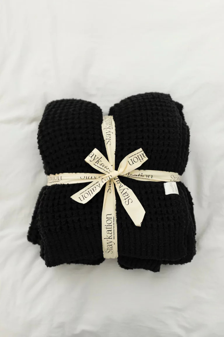 Black Waffle Blanket | Shop Staykation