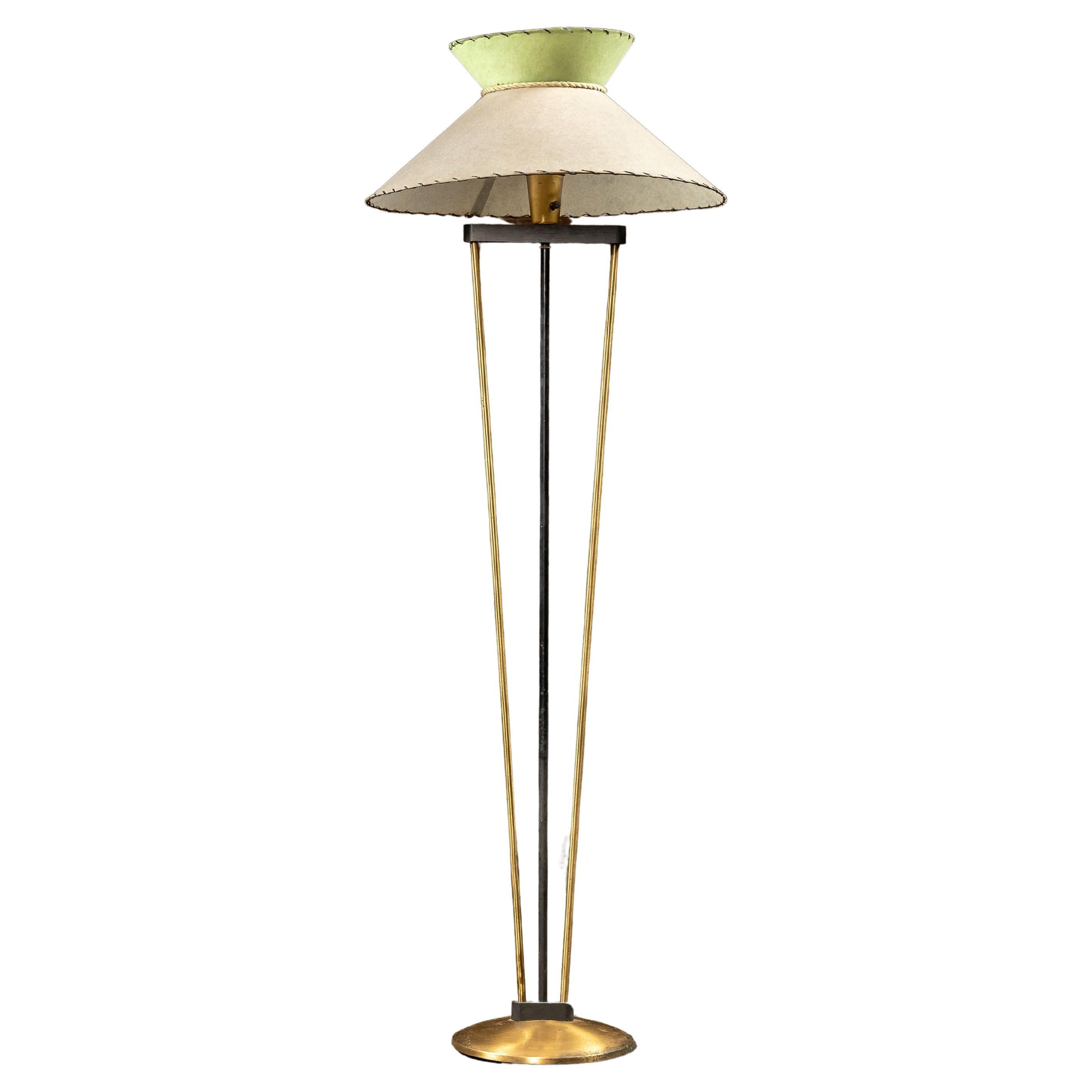 Mid-Century Standing Lamp with Milk Glass Shade | 1stDibs
