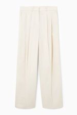 WIDE-LEG TAILORED TWILL TROUSERS - CREAM - COS | COS UK