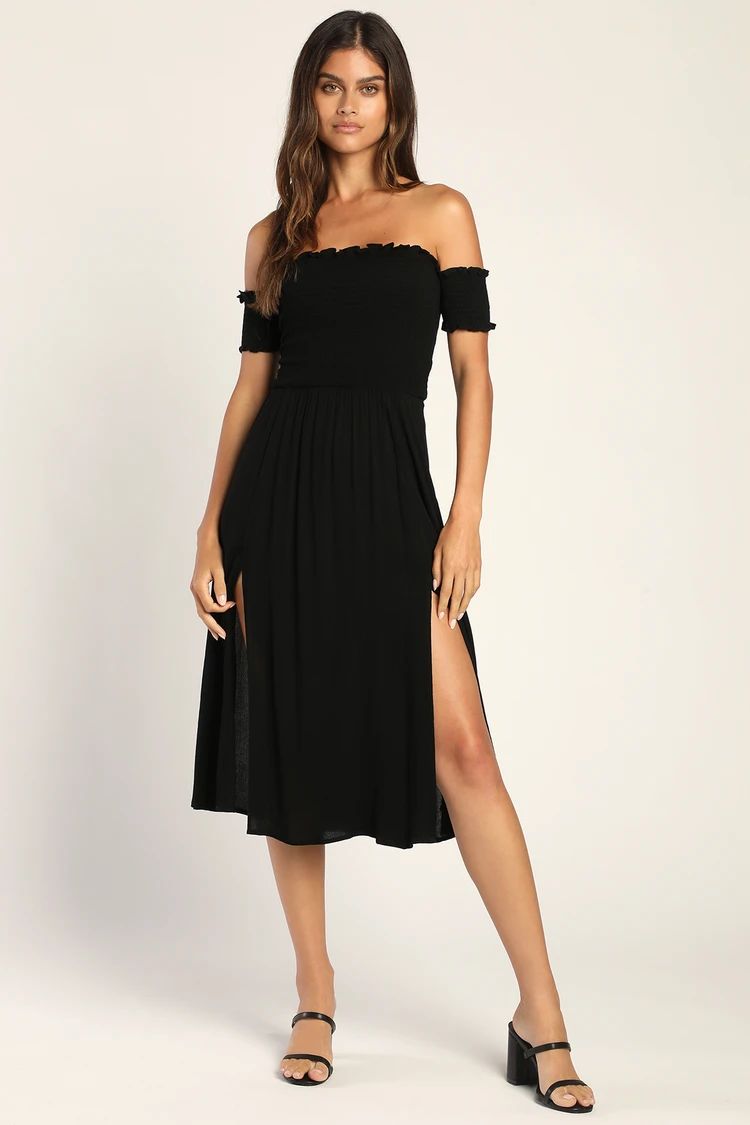 View from the Meadow Black Off-the-Shoulder Dress | Lulus (US)