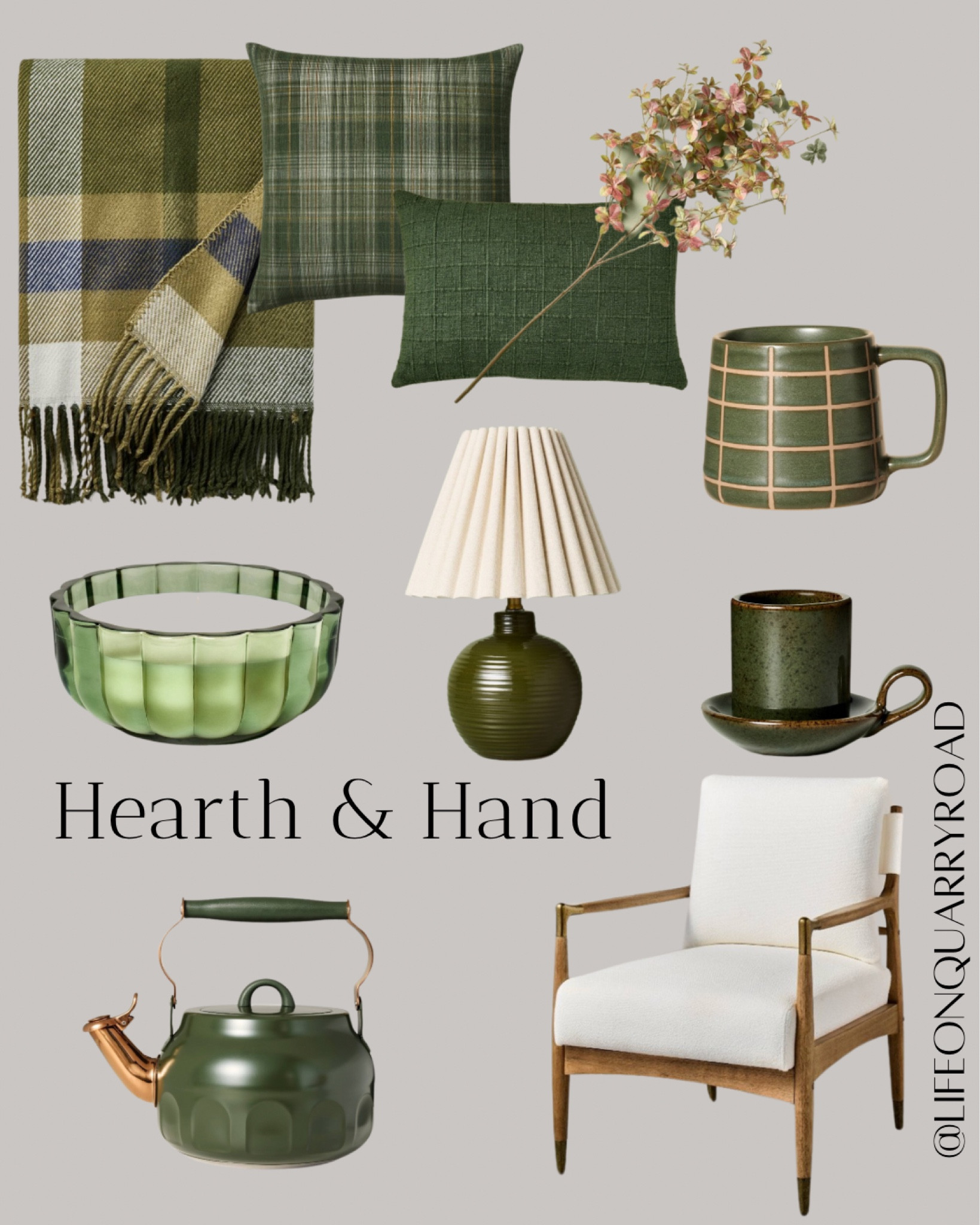 Hearth and Hand
Target
Target Home 
Fall collection 
Tea kettle 
Pillows 
Blanket 
Chair 
Mugs 
Candle 
Mini lamp 

#LTKFindsUnder100 #LTKHome #LTKFindsUnder50