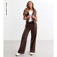 Women's by Zara McDermott Brown Scuba Seam Detail Joggers Rise New Look | New Look (UK)