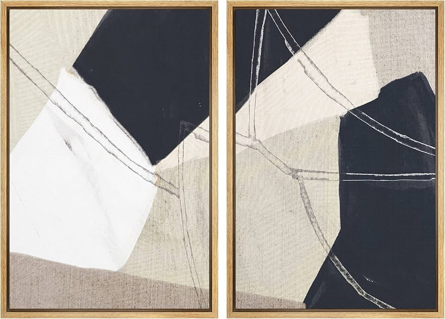 Ashbrook Framed Canvas Print Wall Art Blue, White and Gray Polygon Collage Abstract Shapes Illust... | Amazon (US)