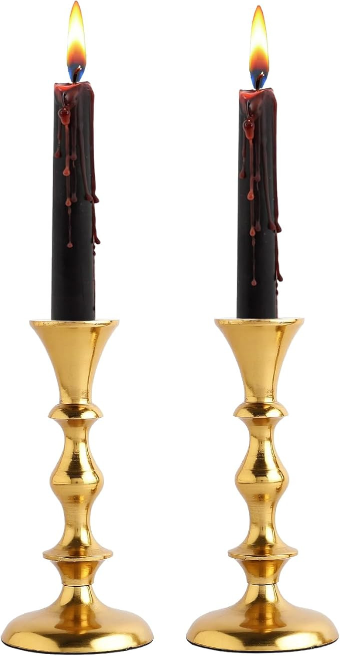 Candle Holder Set of 2 Taper Candlesticks Holder Gothic Halloween Thanksgiving Decorations Home D... | Amazon (US)