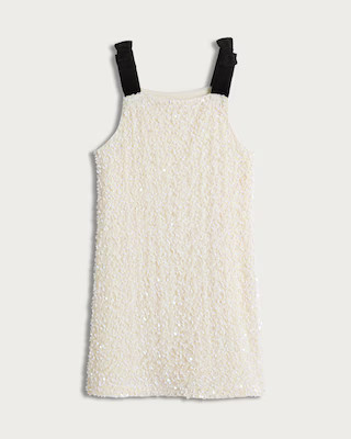 F&F Girls Velvet Strap Sequin Dress in Cream | Tesco F&F