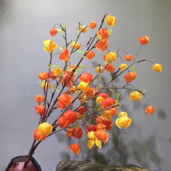 25artificial Flower Chinese Lantern Fruit Stem Wedding - Etsy | Etsy (US)