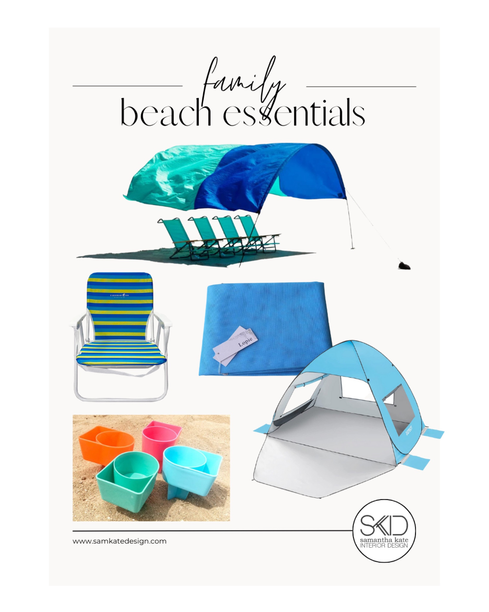 These are some of my favorite, compact beach essentials. Floating tent SPF, folding beach chairs great for the park too, sand mat, cup holders and pop up tent.

#LTKFind #LTKswim 

#LTKSeasonal