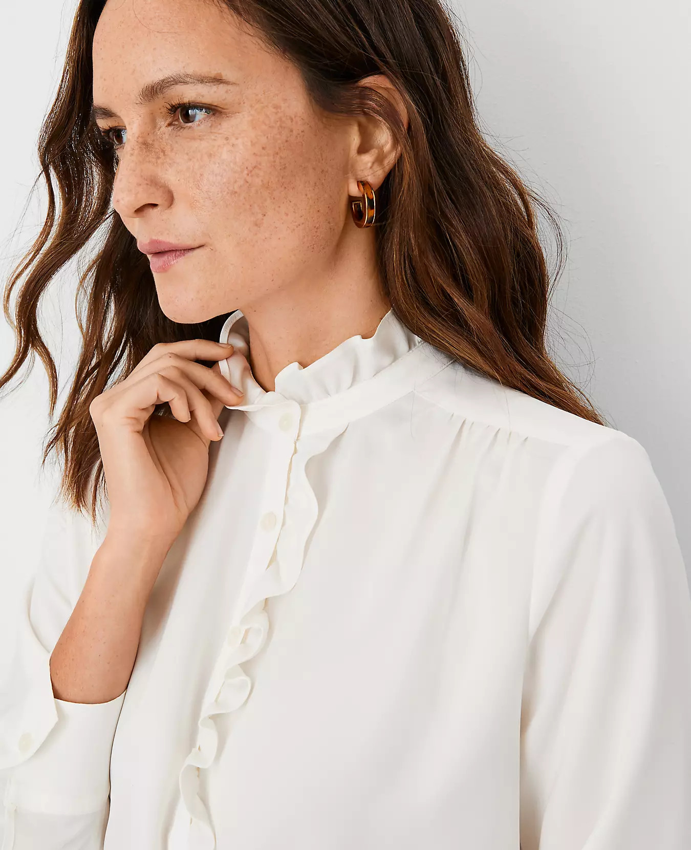 Ruffle Button Top | Ann Taylor | Ann Taylor (US)