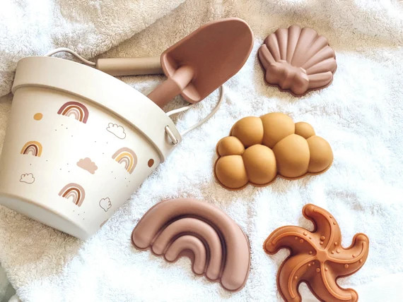 Beach set x 6 items | silicone beach set | Beach toys | kids beach toys | Silicon Bucket and Spad... | Etsy (US)