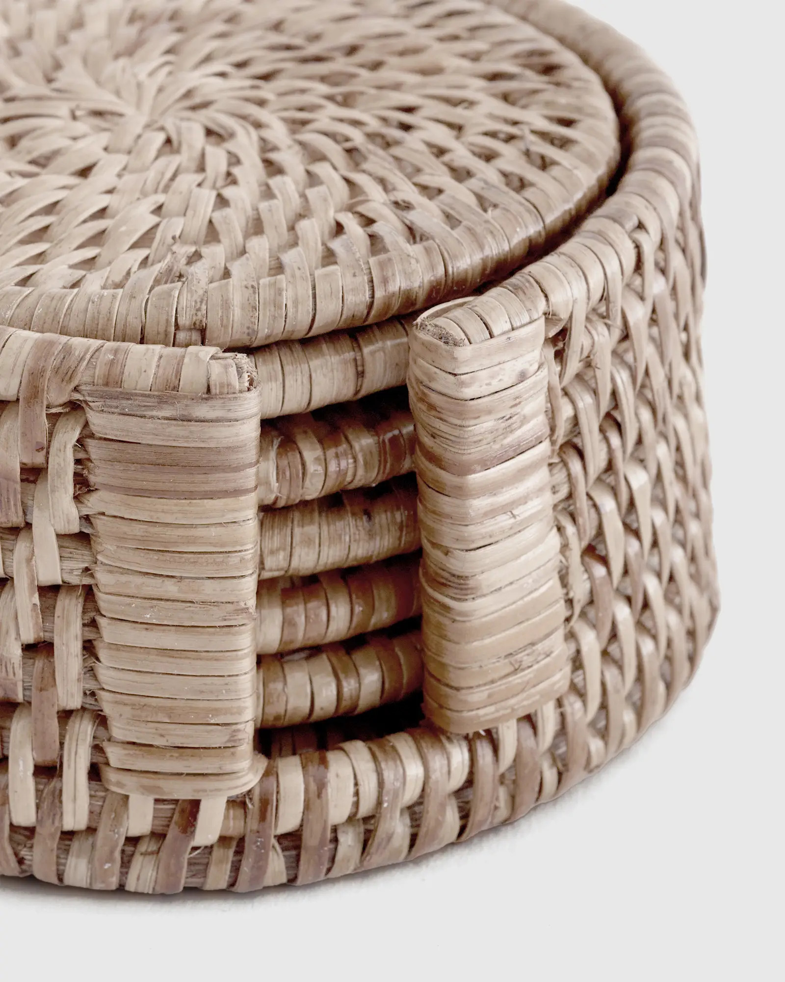 7 Piece Round Rattan Coaster Set | Quince