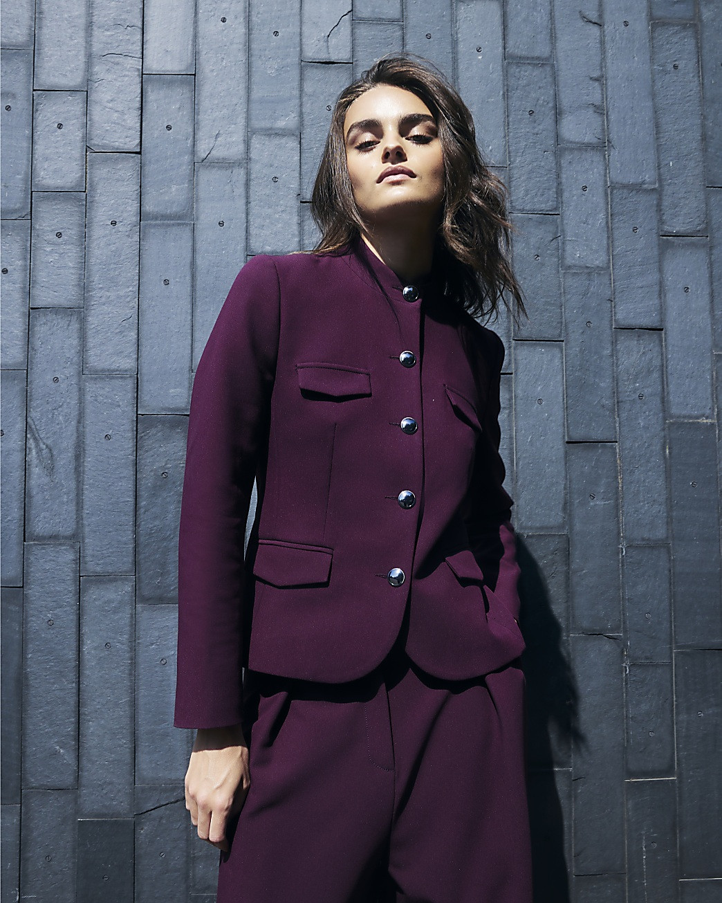 Red premium button up crepe military jacket | River Island (UK & IE)