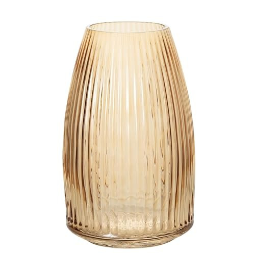 Sullivans Amber Ribbed Glass Vase, Flower Vase for Modern Home Decor, Minimalist Glass Vases for Shelf and Table, Vases for Centerpieces, Living Room, Bedroom, Kitchen, and Office Decor | Amazon (US)