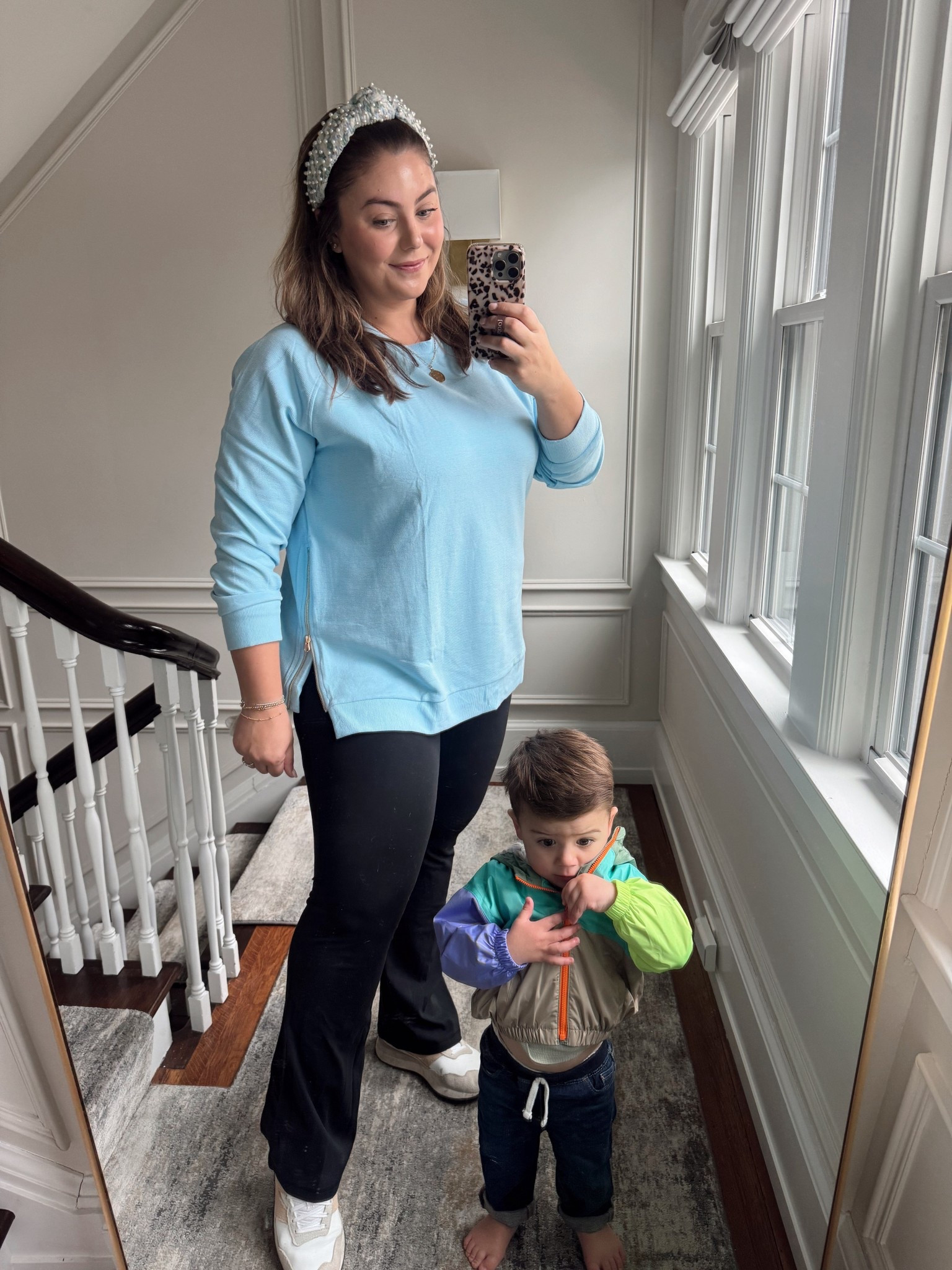 Spring weekend outfit - wearing size XL in sweater & pants. 
*use CARALYNMIRAND at Loopy case
*use CARALYN15 on your first order at Spanx

#LTKKids #LTKMidsize #LTKSeasonal