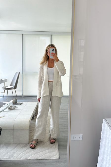 work from home outfit, lounge outfit 
*pants: wearing XXS petite in color undyed 

neutral outfit, lounge outfit, work from home set, cardigan, athleta pants, linen pants, petite pants 

#LTKU #LTKTravel #LTKFindsUnder100