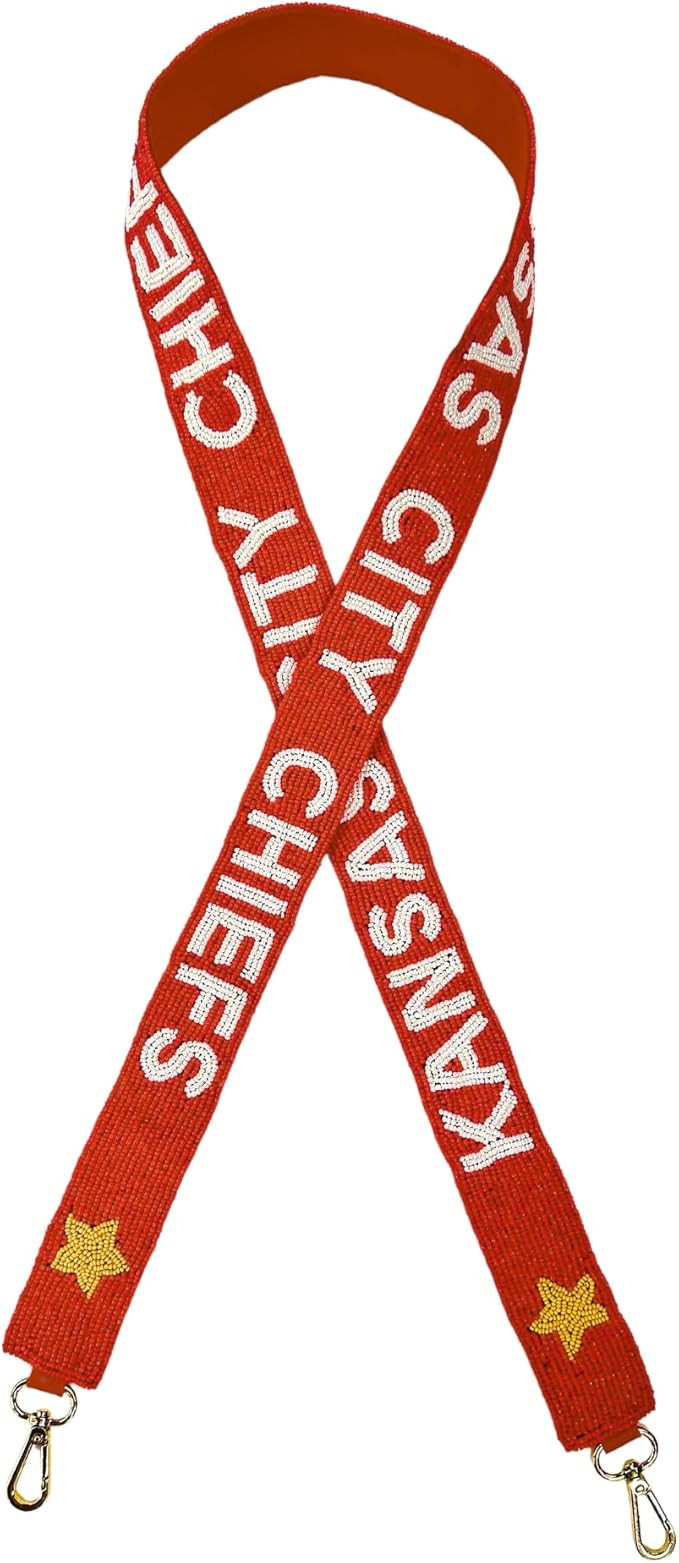 Lashicorn Kansas Beaded Purse Strap Game day Football Red with Yellow Stars White Lettering for C... | Amazon (US)