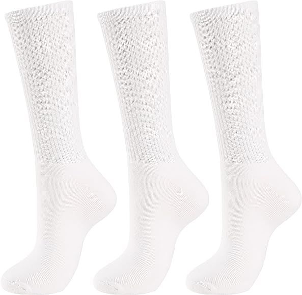 Womens Socks,Running Socks for Women 6 Pairs,Breathable Cotton Calf Crew Socks,Cushion Athletic Long | Amazon (US)
