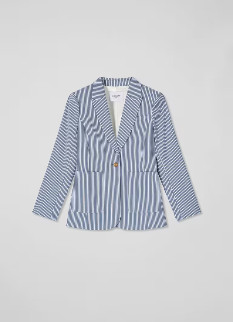Gene Blue And White Stripe Cotton-Rich Jacket | L.K. Bennett (UK)