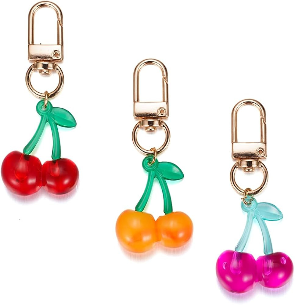 Cherry Bag Charm Acrylic Purse Charms Keychain Set 3PCS Pack Cute Multi-colors Clear Cherry Key C... | Amazon (US)
