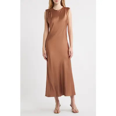 Rails Mira Shoulder Pad Sleeveless Midi Dress in Cinnamon at Nordstrom, Size Medium | Nordstrom