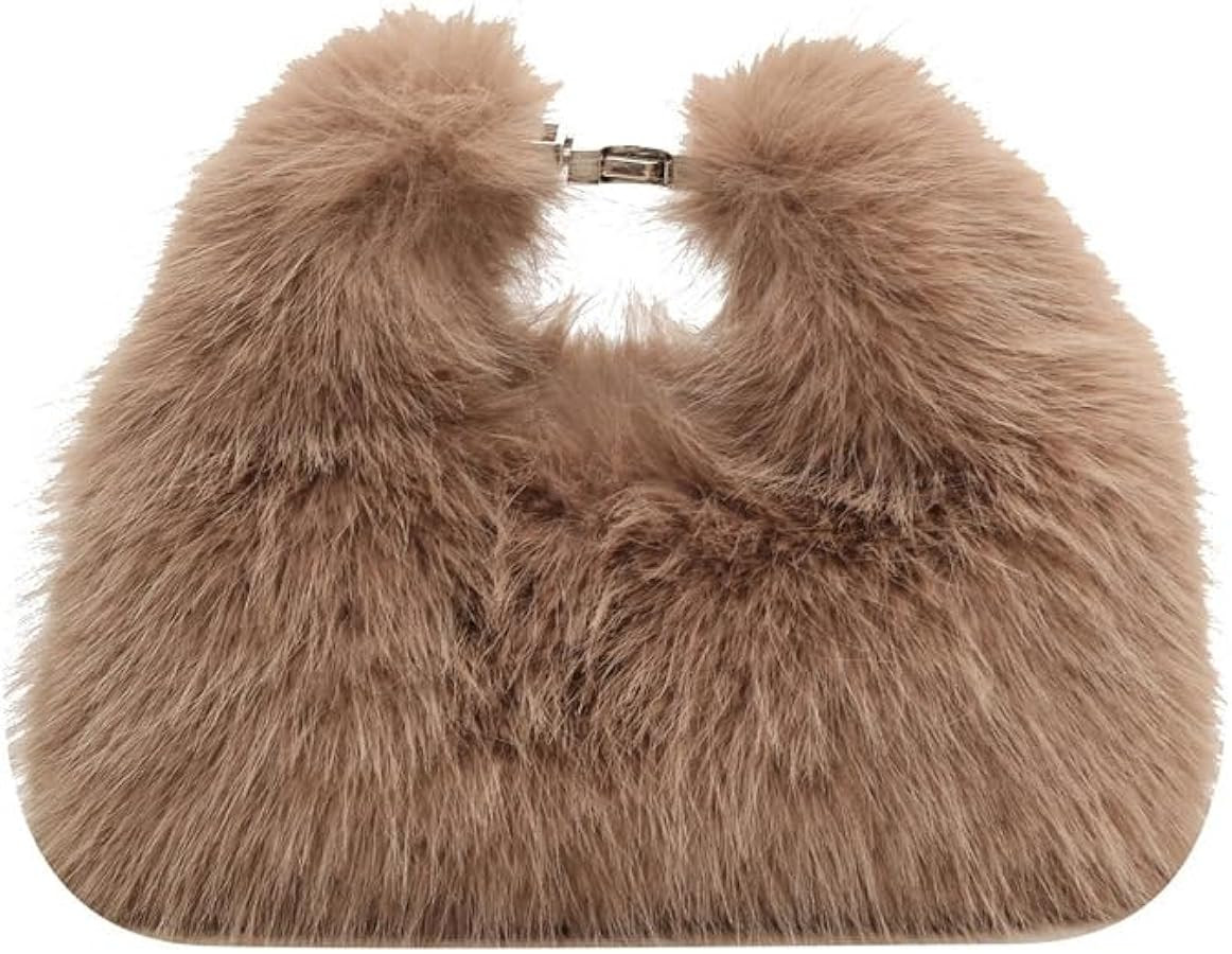 Ulisty Women Small Faux Fox Fur Clutch / Shoulder / Crossbody Bag - Mini Furry Evening Bag | Amazon (US)