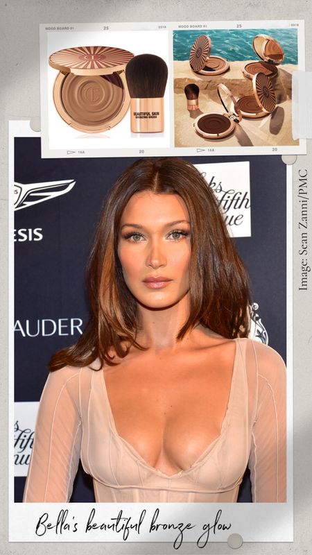 According to Charlotte Tilbury, Bella Hadid’s beautiful, bronze, glowing skin is courtesy of her Sun-Kissed Glow Bronzer, gently brushed under Hadid’s jawline and over her cheekbones -in shade medium 2!

#LTKFind #LTKSeasonal #LTKbeauty