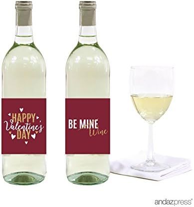 Andaz Press Be Mine Wine Themed Valentine's Day Wine Bottle Labels, Happy Valentine's Day, 8-Pack... | Amazon (US)