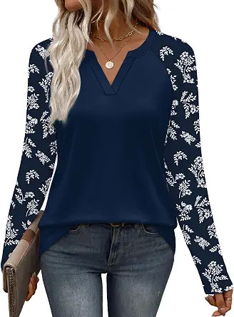 WIHOLL Long Sleeve Shirts for Women Color Block Raglan Tops Fall Fashion | Amazon (US)